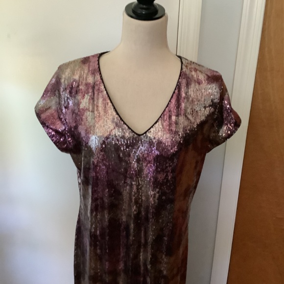 NWT TIMELESS NAEEM KHAN MAXI DRESS LARGE PURPLE SILVER SEQUINS WEDDING PARTY - Picture 11 of 12